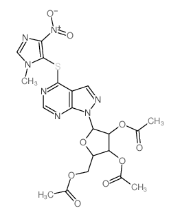 1H-Pyrazolo[3,4-d]pyrimidine,4-[(1-methyl-4-nitro-1H-imidazol-5-yl)thio]-1-(2,3,5-tri-O-acetyl-b-D-ribofuranosyl)-结构式