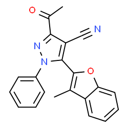 1H-Pyrazole-4-carbonitrile,3-acetyl-5-(3-methyl-2-benzofuranyl)-1-phenyl- Structure