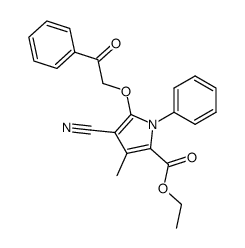 4-Cyano-3-methyl-5-phenacyloxy-1-phenyl-pyrrol-2-carbonsaeure-ethylester Structure