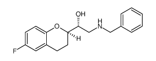 2H-1-Benzopyran-2-methanol, 6-fluoro-3,4-dihydro-α-[[(phenylmethyl)amino]methyl]-, (αR,2R)-rel结构式