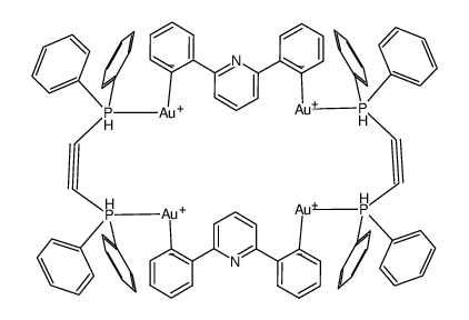 (gold(I))2(μ-bis(diphenylphosphanyl)CC)2(pyridyl-2,6-diphenyl)2 Structure