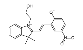 2-(2-(1-(2-hydroxyethyl)-3,3-dimethyl-3H-indol-1-ium-2-yl)vinyl)-4-nitrophenolate结构式