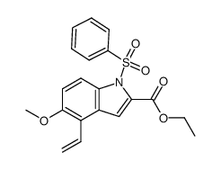 ethyl 5-methoxy-1-(phenylsulfonyl)-4-vinyl-1H-indole-2-carboxylate结构式