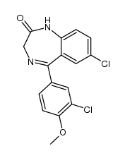 7-chloro-5-(3-chloro-4-methoxyphenyl)-1,3-dihydro-1,4-benzodiazepin-2-one结构式