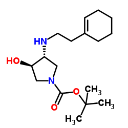 tert-butyl (3R,4R)-3-{[2-(cyclohex-1-en-1-yl)ethyl]amino}-4-hydroxypyrrolidine-1-carboxylate结构式