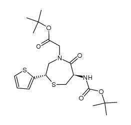 tert-butyl 2-((2S,6R)-6-((tert-butoxycarbonyl)amino)-5-oxo-2-(thiophen-2-yl)-1,4-thiazepan-4-yl)acetate Structure