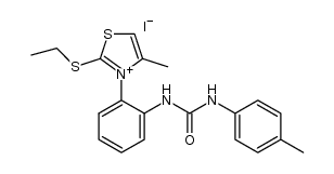 2-(ethylthio)-4-methyl-3-(2-(3-p-tolylureido)phenyl)thiazol-3-ium iodide结构式
