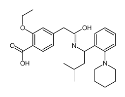2-ethoxy-4-[2-[[3-methyl-1-(2-piperidin-1-ylphenyl)butyl]amino]-2-oxoethyl]benzoic acid Structure