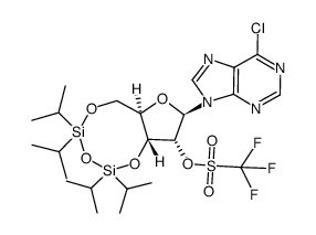 6-chloro-9-(3,5-O-tetraisopropyldisiloxane-1,3-diyl-2-O-triflyl-β-D-ribofuranosyl)purine Structure