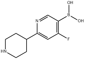4-Fluoro-2-(piperidin-4-yl)pyridine-5-boronic acid结构式
