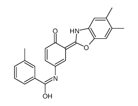 N-[(3E)-3-(5,6-dimethyl-3H-1,3-benzoxazol-2-ylidene)-4-oxocyclohexa-1,5-dien-1-yl]-3-methylbenzamide Structure