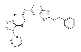N-(2-benzylsulfanyl-1,3-benzothiazol-6-yl)-2-(1-phenyltetrazol-5-yl)sulfanylacetamide Structure