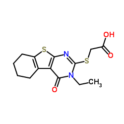 (3-ETHYL-4-OXO-3,4,5,6,7,8-HEXAHYDRO-BENZO[4,5]-THIENO[2,3-D]PYRIMIDIN-2-YLSULFANYL)-ACETIC ACID结构式