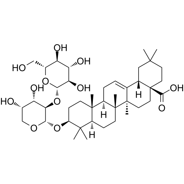 齐墩果酸3-O-beta-D-葡吡喃糖基(1→2)-alpha-L-吡喃阿拉伯糖苷结构式