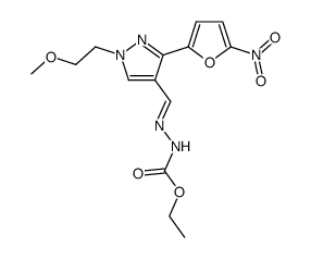 1-(2-methoxyethyl)-3-(5-nitro-2-furyl)pyrazole-4-carboxaldehyde-ethoxycarbonylhydrazone Structure