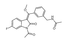 1-acetyl-3-[1-methoxy-1-(3-acetylaminomethylphenyl)methylene]-6-fluoro-2-indolinone Structure