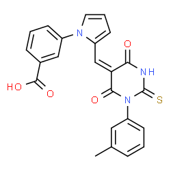 3-(2-{(E)-[1-(3-methylphenyl)-4,6-dioxo-2-thioxotetrahydropyrimidin-5(2H)-ylidene]methyl}-1H-pyrrol-1-yl)benzoic acid结构式