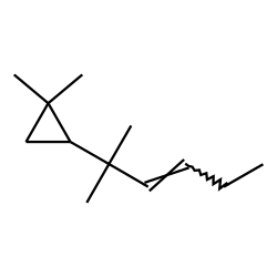 2-(1,1-Dimethyl-2-pentenyl)-1,1-dimethylcyclopropane结构式