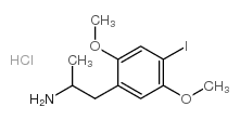(+/-)-1-(2,5-dimethoxy-4-iodophenyl)-2-aminopropane hydrochloride Structure
