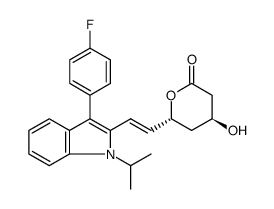 2H-Pyran-2-one, 6-[(1E)-2-[3-(4-fluorophenyl)-1-(1-methylethyl)-1H-indol-2-yl]ethenyl]tetrahydro-4-hydroxy-, (4R,6S)-rel Structure