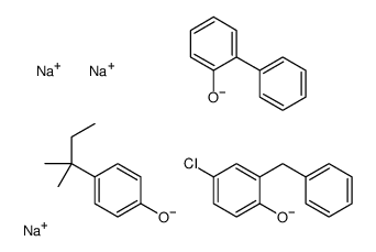 trisodium,2-benzyl-4-chlorophenolate,4-(2-methylbutan-2-yl)phenolate,2-phenylphenolate结构式