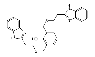 2,6-bis[2-(1H-benzimidazol-2-yl)ethylsulfanylmethyl]-4-methylphenol Structure