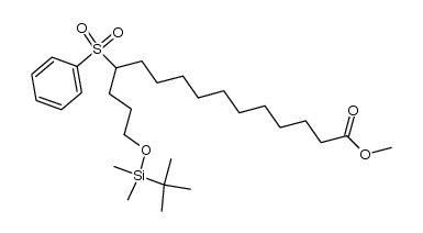 methyl 15-((tert-butyldimethylsilyl)oxy)-12-(phenylsulfonyl)pentadecanoate结构式