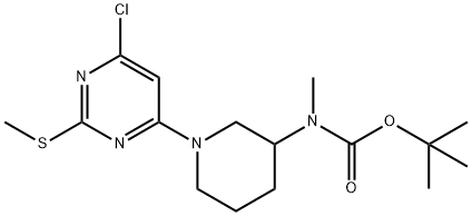 [1-(6-Chloro-2-methylsulfanyl-pyrimidin-4-yl)-piperidin-3-yl]-methyl-carbamic acid tert-butyl ester结构式