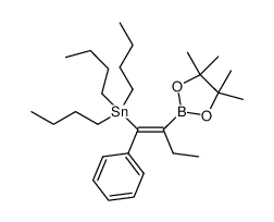 (E)-tributyl(1-phenyl-2-(4,4,5,5-tetramethyl-1,3,2-dioxaborolan-2-yl)but-1-en-1-yl)stannane结构式