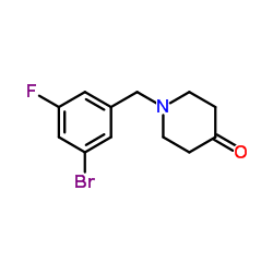 1-(3-Bromo-5-fluorobenzyl)-4-piperidinone结构式