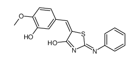 (5E)-2-Anilino-5-(3-hydroxy-4-methoxybenzylidene)-1,3-thiazol-4(5 H)-one Structure