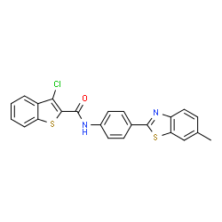 3-chloro-N-(4-(6-methylbenzo[d]thiazol-2-yl)phenyl)benzo[b]thiophene-2-carboxamide structure
