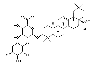 3-O-[α-L-arabinopyranosyl(1->2)-β-D-glucuronopyranosyl] oleanolic acid结构式