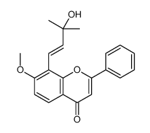 8-[(E)-3-hydroxy-3-methylbut-1-enyl]-7-methoxy-2-phenylchromen-4-one结构式