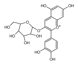 (2S,3R,4S,5S,6R)-2-[2-(3,4-dihydroxyphenyl)-5,7-dihydroxychromenylium-3-yl]oxy-6-(hydroxymethyl)oxane-3,4,5-triol Structure