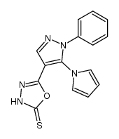 5-(1-phenyl-5-(pyrrol-1-yl)-1H-pyrazol-4-yl)-[1,3,4]oxadiazole-2(3H)-thione Structure