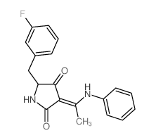 3-(1-anilinoethylidene)-5-[(3-fluorophenyl)methyl]pyrrolidine-2,4-dione Structure