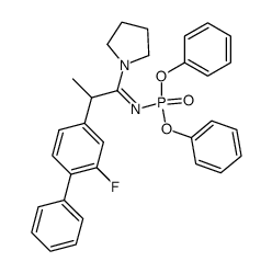 diphenyl N-[2-(2-fluoro-4-biphenylyl)-1-pyrrolidinopropylidene]phosphoramidate Structure