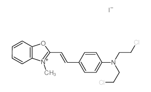 Benzoxazolium,2-[2-[4-[bis(2-chloroethyl)amino]phenyl]ethenyl]-3-methyl-, iodide (1:1)结构式
