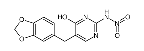 5-(1,3-benzodioxol-5-ylmethyl)-2-(nitroamino)-1H-pyrimidin-4-one structure