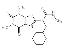 1-(cyclohexylmethyl)-1-(2,4-dimethyl-3,5-dioxo-9-thia-2,4,7-triazabicyclo[4.3.0]nona-7,10-dien-8-yl)-3-methyl-urea结构式