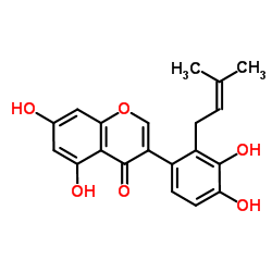 3-[3,4-Dihydroxy-2-(3-methyl-2-buten-1-yl)phenyl]-5,7-dihydroxy-4H-chromen-4-one结构式