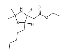 ((4S,5S)-2,2-Dimethyl-5-pentyl-thiazolidin-4-yl)-acetic acid ethyl ester Structure