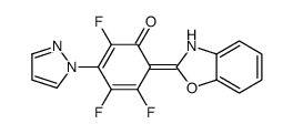 6-(3H-1,3-benzoxazol-2-ylidene)-2,4,5-trifluoro-3-pyrazol-1-ylcyclohexa-2,4-dien-1-one结构式