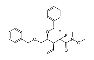 (S)-3-((S)-1,2-bis(benzyloxy)ethyl)-2,2-difluoro-N-methoxy-N-methylpent-4-enamide Structure