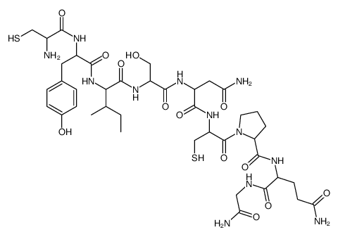 (2S)-2-[[(2S)-1-[(2R)-2-[[(2S)-4-amino-2-[[(2S)-2-[[(2S,3S)-2-[[(2S)-2-[[(2R)-2-amino-3-sulfanylpropanoyl]amino]-3-(4-hydroxyphenyl)propanoyl]amino]-3-methylpentanoyl]amino]-3-hydroxypropanoyl]amino]-4-oxobutanoyl]amino]-3-sulfanylpropanoyl]pyrrolidine-2结构式