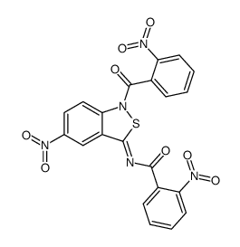 2-Nitro-N-[5-nitro-1-(2-nitro-benzoyl)-1H-benzo[c]isothiazol-(3Z)-ylidene]-benzamide结构式