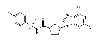 (1S,4R)-4-(2,6-dichloro-9H-purin-9-yl)-N-tosylcyclopent-2-enecarboxamide Structure