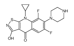 9-cyclopropyl-6,8-difluoro-7-piperazin-1-yl-[1,2]thiazolo[5,4-b]quinoline-3,4-dione Structure