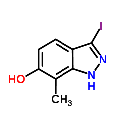 3-Iodo-7-methyl-1H-indazol-6-ol结构式